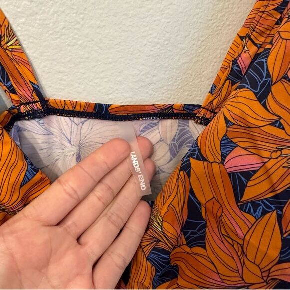 Lands' End Women's Orange Floral One Piece Swimsuit - Picture 3 of 5